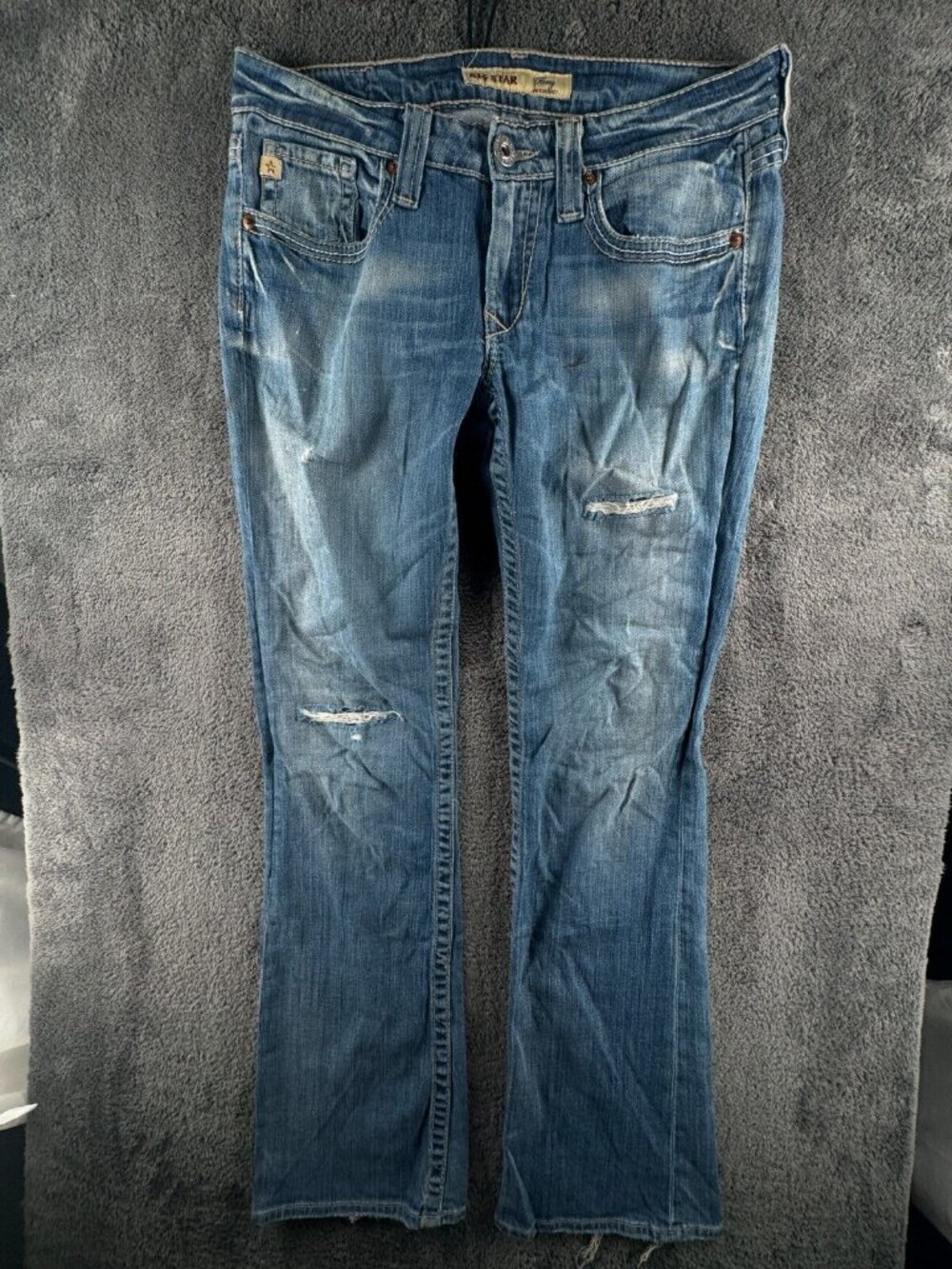 Big Star Remy Low Rise Boot Cut Denim Jeans Women Blue 29Lx32 USA Cotton Blend